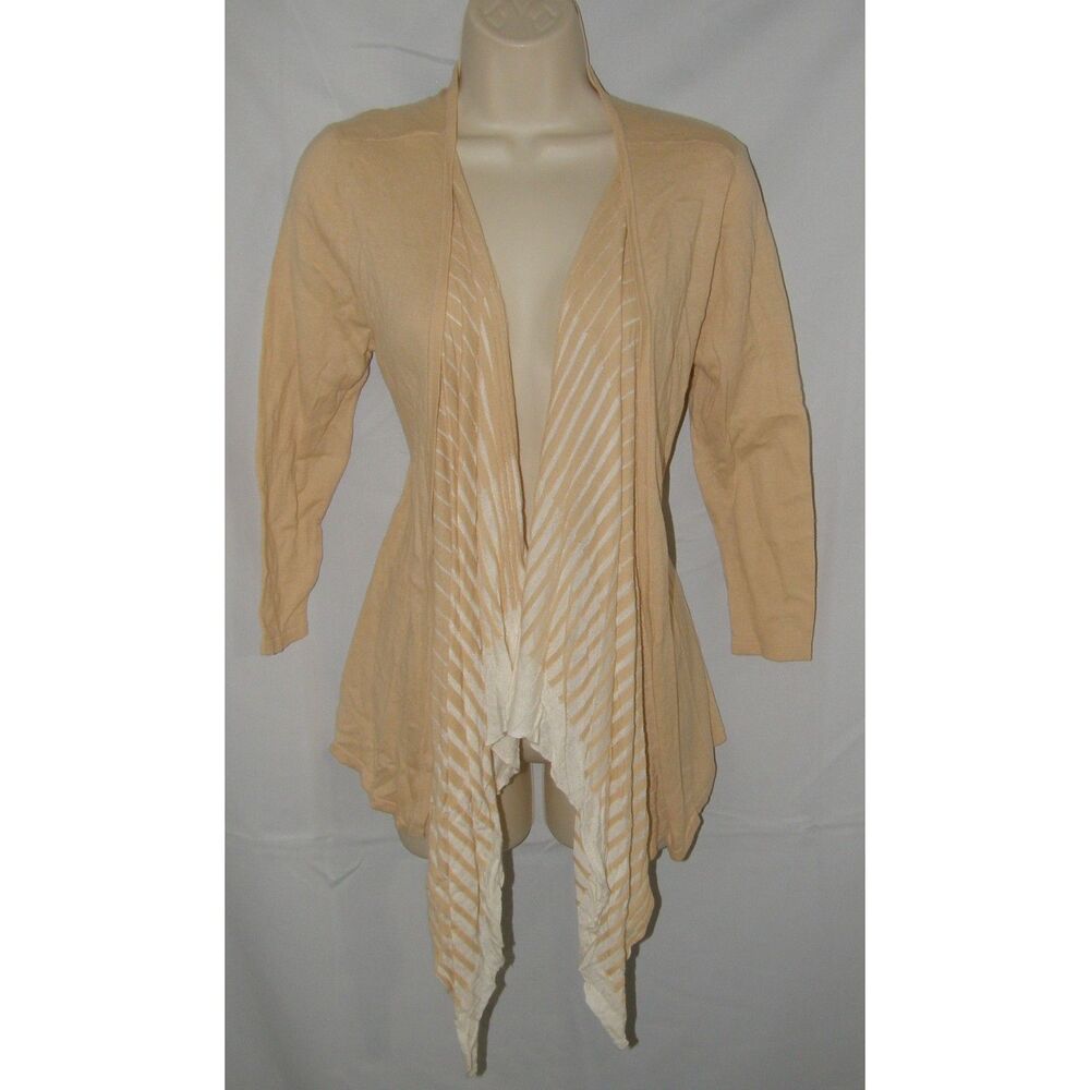 NEW NWT Sandy Brown Stretchy Sz Small Lightweight Waterfall Sweater ROZ & ALI